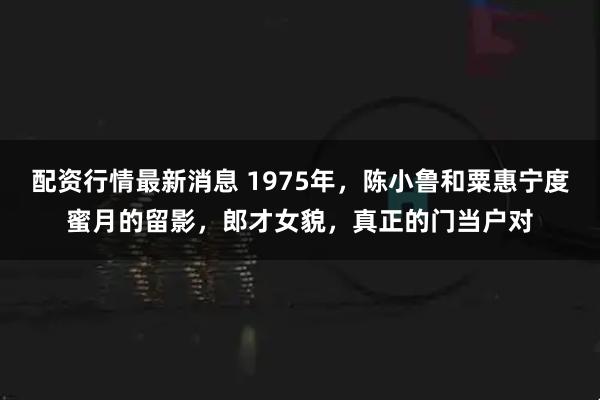 配资行情最新消息 1975年，陈小鲁和粟惠宁度蜜月的留影，郎才女貌，真正的门当户对